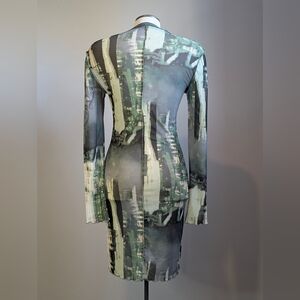 Green Abstract Matrix Mesh Dress Raw  Y2K Small Medium Grunge Whimsigoth Sheer